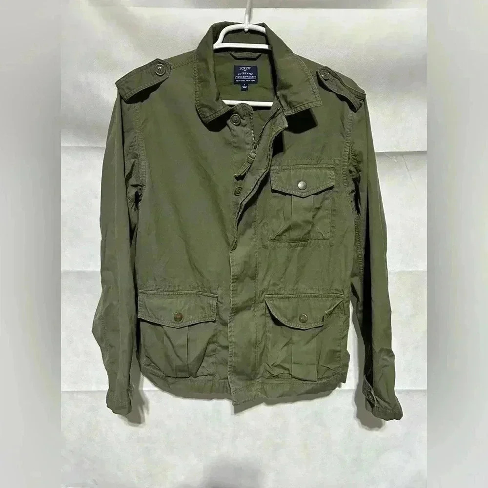 J.Crew Women’s Olive Green Twill Military Field JACKET Utility Sz Small Pockets